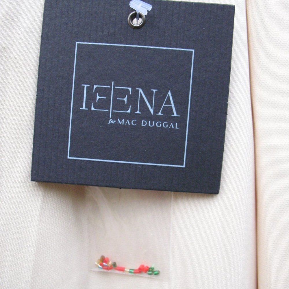 Mac Duggal 26540 Ieena Beaded Cap Sleeve V Neck A Line Gown Dress Cream Size 4 - Picture 14 of 16